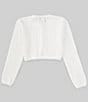 Color:White - Image 2 - Big Girls 7-16 Long Sleeve Crocheted-Knit Cardigan