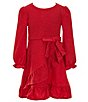 Color:Red - Image 1 - Big Girls 7-16 Long Sleeve Foiled Textured-Glitter-Knit Dress