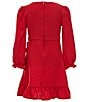 Color:Red - Image 2 - Big Girls 7-16 Long Sleeve Foiled Textured-Glitter-Knit Dress