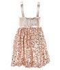 Color:Blush - Image 2 - Big Girls 7-16 Metallic Jacquard/Sequin-Embellished Skirted Fit-And-Flare Dress