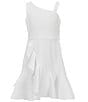 Rare Editions Big Girls One-Shoulder Asymmetrical-Ruffle Scuba Crepe Dress, Color:White - Image 1