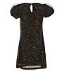 Color:Black - Image 2 - Big Girls 7-16 Organza-Puffed-Sleeve Sequin-Embellished Mesh Shift Dress