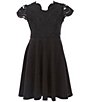Color:Black - Image 1 - Big Girls 7-16 Scalloped-Lace/Scuba Fit-And-Flare Dress