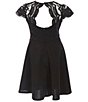 Color:Black - Image 2 - Big Girls 7-16 Scalloped-Lace/Scuba Fit-And-Flare Dress