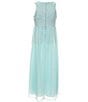 Color:Mint - Image 2 - Big Girls 7-16 Sleeveess Patterned/Shirred Long Dress