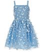 Color:Blue - Image 1 - Big Girls 7-16 Sleeveless Allover Butterfly-Applique Fit-And-Flare Dress