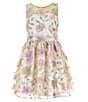 Color:Yellow - Image 1 - Big Girls 7-16 Sleeveless Beaded Floral Mesh Fit-And-Flare Dress