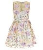 Color:Yellow - Image 2 - Big Girls 7-16 Sleeveless Beaded Floral Mesh Fit-And-Flare Dress