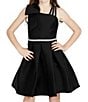 Color:Black - Image 4 - Big Girls 7-16 Sleeveless Bow-Accented Shoulder Mikado Empire Waist Dress