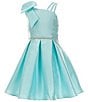 Rare Editions Big Girls 7-16 Sleeveless Bow-Accented Shoulder Mikado Dress, Color:Aqua - Image 1