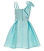 Rare Editions Big Girls 7-16 Sleeveless Bow-Accented Shoulder Mikado Dress, Color:Aqua - Image 2