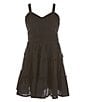 Color:Black - Image 1 - Big Girls 7-16 Sleeveless Crocheted-Bodice Tiered Gauze Skirt Tie Back Dress