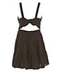 Color:Black - Image 2 - Big Girls 7-16 Sleeveless Crocheted-Bodice Tiered Gauze Skirt Tie Back Dress