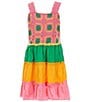 Color:Pink - Image 1 - Big Girls 7-16 Sleeveless Crochet/Color Block Fit-And-Flare Dress