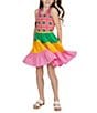 Color:Pink - Image 3 - Big Girls 7-16 Sleeveless Crochet/Color Block Fit-And-Flare Dress