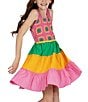 Color:Pink - Image 4 - Big Girls 7-16 Sleeveless Crochet/Color Block Fit-And-Flare Dress