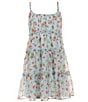 Color:Aqua - Image 3 - Big Girls 7-16 Sleeveless Denim Vest & Sleeveless Floral-Printed Woven Dress Set