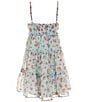 Color:Aqua - Image 4 - Big Girls 7-16 Sleeveless Denim Vest & Sleeveless Floral-Printed Woven Dress Set