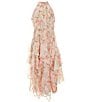 Color:Blush - Image 1 - Big Girls 7-16 Sleeveless Floral-Printed Textured-Chiffon Long Dress
