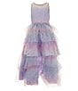 Color:Lavender - Image 1 - Big Girls 7-16 Sleeveless Foiled-Dot Ombre Mesh Walk-Thru Skirted Ballgown