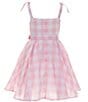 Color:Pink - Image 2 - Big Girls 7-16 Sleeveless Gingham-Checked Fit-And-Flare Dress