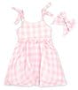Color:Pink - Image 3 - Big Girls 7-16 Sleeveless Gingham-Checked Fit-And-Flare Dress