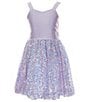Color:Lavender - Image 1 - Big Girls 7-16 Sleeveless Mikado/Sequin-Embellished Mesh Fit-And-Flare Dress