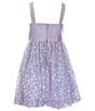Color:Lavender - Image 2 - Big Girls 7-16 Sleeveless Mikado/Sequin-Embellished Mesh Fit-And-Flare Dress