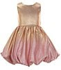 Color:Gold - Image 1 - Big Girls 7-16 Sleeveless Ombre Metallic Bow-Back Fit-And-Flare Dress