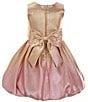 Color:Gold - Image 2 - Big Girls 7-16 Sleeveless Ombre Metallic Bow-Back Fit-And-Flare Dress