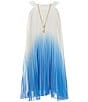 Color:Royal - Image 1 - Big Girls 7-16 Sleeveless Pleated Ombre Shift Dress