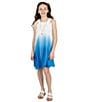 Color:Royal - Image 3 - Big Girls 7-16 Sleeveless Pleated Ombre Shift Dress