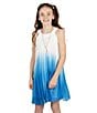 Color:Royal - Image 4 - Big Girls 7-16 Sleeveless Pleated Ombre Shift Dress