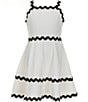 Rare Editions Big Girls 7-16 Sleeveless Ric Rac-Trimmed Fit-And-Flare Dress, Color:White - Image 1