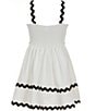 Rare Editions Big Girls 7-16 Sleeveless Ric Rac-Trimmed Fit-And-Flare Dress, Color:White - Image 2