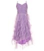 Color:Lilac - Image 1 - Big Girls 7-16 Sleeveless Ruched-Bodice Embellished-Waist Mesh Ballgown