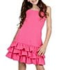 Color:Pink - Image 4 - Big Girls 7-16 Sleeveless Ruffled Tier Drop-Waist Dress