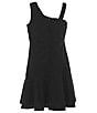 Color:Black - Image 2 - Big Girls 7-16 Sleeveless Scalloped-Asymmetrical-Neckline Scuba Dress