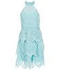 Rare Editions Big Girls Sleeveless Schiffli-Embroidered Chemical-Lace Fit-And-Flare Dress, Color:Aqua - Image 1