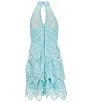Rare Editions Big Girls Sleeveless Schiffli-Embroidered Chemical-Lace Fit-And-Flare Dress, Color:Aqua - Image 2
