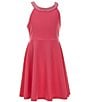 Color:Fuchsia - Image 1 - Big Girls 7-16 Sleeveless Scuba Crepe Fit & Flare Dress