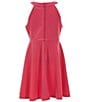 Color:Fuchsia - Image 2 - Big Girls 7-16 Sleeveless Scuba Crepe Fit & Flare Dress