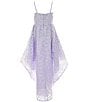 Color:Lavender - Image 2 - Big Girls 7-16 Sleeveless Sequin-Embellished Lace High-Low-Hem Ballgown