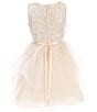 Color:Blush - Image 2 - Big Girls 7-16 Sleeveless Sequin Embroidered Bodice Mesh Organza Dress