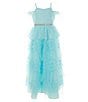 Color:Aqua - Image 1 - Big Girls 7-16 Sleeveless Sweetheart Neckline Multi-Tiered Ball Gown