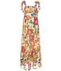 Color:Ivory - Image 1 - Big Girls 7-16 Sleevleess Floral/Striped Tiered Maxi Dress