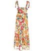 Color:Ivory - Image 2 - Big Girls 7-16 Sleevleess Floral/Striped Tiered Maxi Dress