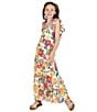 Color:Ivory - Image 3 - Big Girls 7-16 Sleevleess Floral/Striped Tiered Maxi Dress