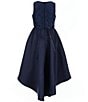 Rare Editions Big Girls Soutache-Embroidered Mesh/Mikado-Asymmetrical-Overlay-Skirt Ballgown, Color:Navy - Image 2