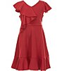 Rare Editions Big Girls Flutter Sleeve Cascading Ruffle Dress - Image 1